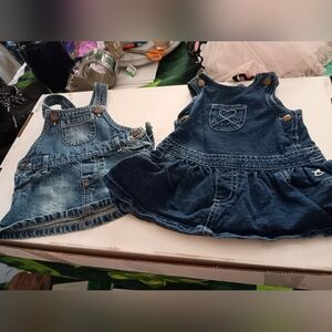 Baby Girl Size 3-6 Month, Denim Pinafore Dress / Skirt Set - Blue